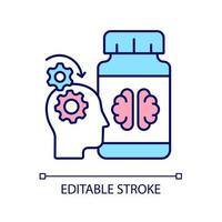 el trabajo mental complementa el icono de color rgb. potenciadores cerebrales naturales. suplementos para una mejor función cerebral. medicación nootrópica. ilustración vectorial aislada. dibujo lineal relleno simple vector