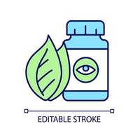 Vision supplements RGB color icon. Eyesight health complementary medication. Macular degeneration and cataracts prevention. Isolated vector illustration. Simple filled line drawing