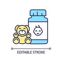 Kid growth supplements RGB color icon. Child development complementary medication. Vitamins for healthy nutrition. Balanced diet. Isolated vector illustration. Simple filled line drawing