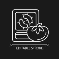 PCR food testing white linear icon for dark theme. Human pathogen detection. Polymerase chain test. Thin line customizable illustration. Isolated vector contour symbol for night mode. Editable stroke