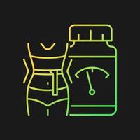 Supplements for weight loss gradient vector icon for dark theme. Dietary snacks. Weight management treatment. Thin line color symbol. Modern style pictogram. Vector isolated outline drawing