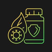 Antioxidant supplements gradient vector icon for dark theme. Medicine to strengthen immunity. Free radicals treatment. Thin line color symbol. Modern style pictogram. Vector isolated outline drawing