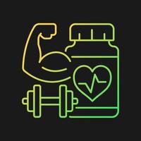 Cardiovascular supplements for athletes gradient vector icon for dark theme. Cardio supplements to boost stamina. Thin line color symbol. Modern style pictogram. Vector isolated outline drawing