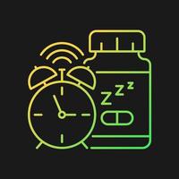 Supplements for insomnia gradient vector icon for dark theme. Sleep deprivation medication. Sleep promoting supplements. Thin line color symbol. Modern style pictogram. Vector isolated outline drawing