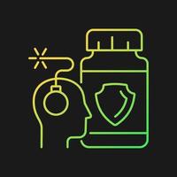 Anxiety supplements gradient vector icon for dark theme. Mental health disorders complementary medication. Thin line color symbol. Modern style pictogram. Vector isolated outline drawing