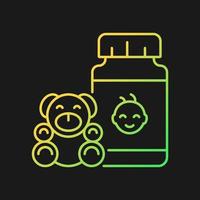 Kid growth supplements gradient vector icon for dark theme. Child development medication. Vitamin for healthy nutrition. Thin line color symbol. Modern style pictogram. Vector isolated outline drawing