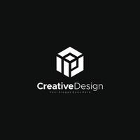 conjunto de iconos de logotipo de letra p abstracto para diseño de identidad corporativa aislado en diseño creativo de fondo negro vector