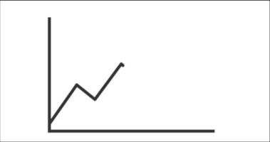 animierte illustration der statistischen kurve mit dem pfeil, der aufwächst und das gewinnziel bei guten geschäften zeigt. geeignet für Geschäfts- und Finanzinhalte video
