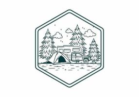 RV van camping in nature illustration vector