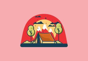 Camping with tent flat illustration vector