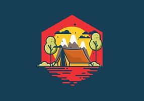 Camping with tent flat illustration vector