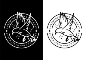 Black and white color of flying bird line art vector