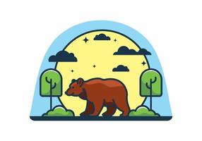 Colorful wild bear in nature flat illustration vector