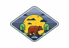 Colorful wild bear in nature flat illustration vector