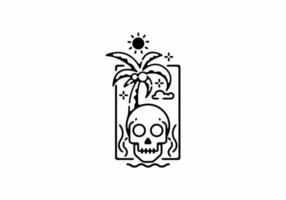 Black line art illustration of skull beach vector