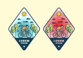 andar en bicicleta ilustración plana