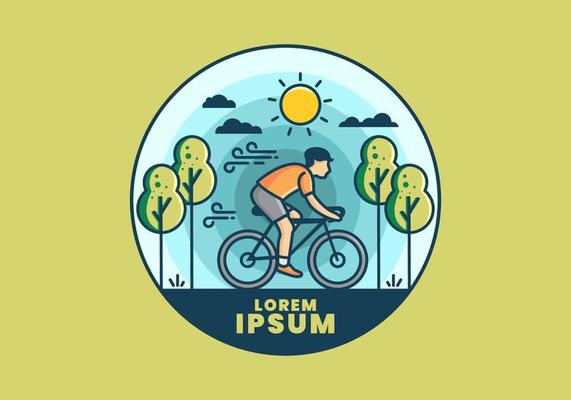 Riding a bicycle flat illustration