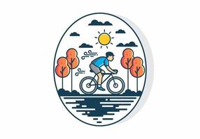 Riding a bicycle flat illustration vector