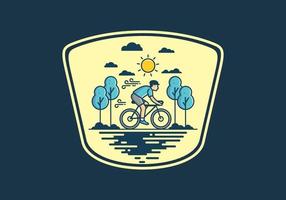 Riding a bicycle flat illustration vector