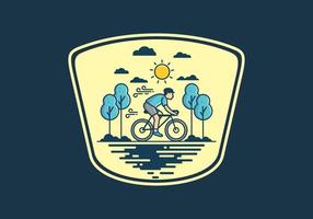 andar en bicicleta ilustración plana vector