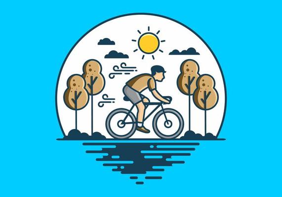 Riding a bicycle flat illustration