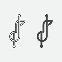 conjunto de iconos de música y notas, diseño de ilustraciones vectoriales, ondas sonoras, audio, ecualizador, abstracto, plantilla de diseño de ilustración vectorial del logotipo del conjunto de cabezales vector