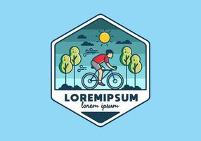 illustration badge of riding bicycle vector