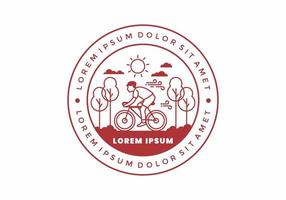 illustration badge of riding bicycle vector