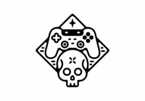 Black line art illustration of joystick and skull vector