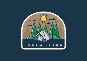 Fun camping with dome tent flat illustration vector