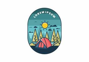 Fun camping with dome tent flat illustration vector