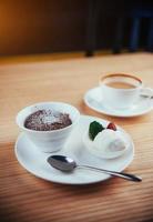 Cake ice cream with chocolate and cappuccino photo