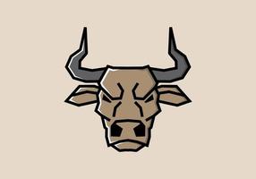 Stiff art style of bull head vector