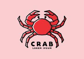 Stiff art style of red crab vector