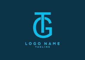 logotipo de letra inicial azul gt o tg vector