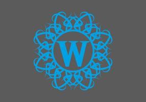 Blue grey of W initial letter in circle ornament frame vector