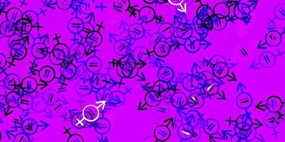 Light Purple, Pink vector pattern with feminism elements.