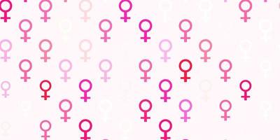 Light Red vector texture with women rights symbols.