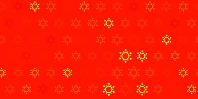 Light red, yellow vector backdrop with virus symbols.