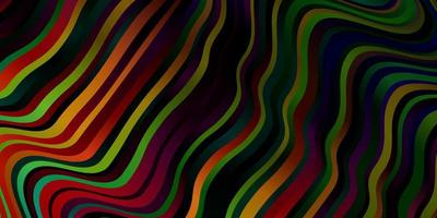 Dark Multicolor vector pattern with curved lines.