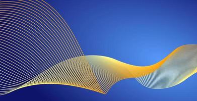 Background design with abstract golden light lines. Curved wavy line