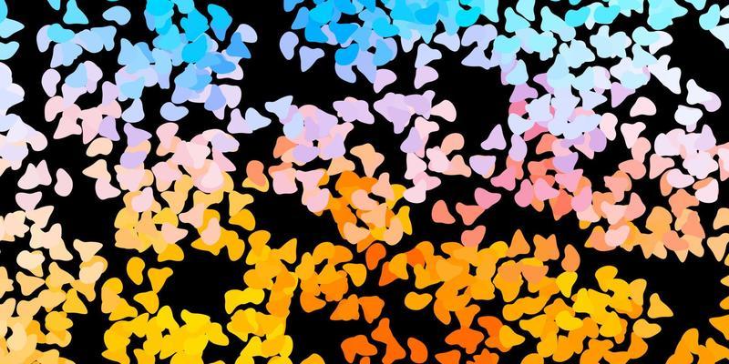 Dark blue, yellow vector background with random forms.