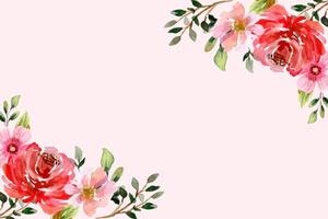 Watercolor composition with flowers on pink background photo