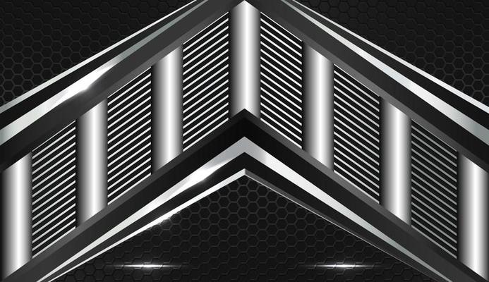 abstract metallic black silver overlap layers element. 3D effect with light decoration frame layout design tech innovation concept gaming background Space on for text