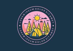 Fun camping with dome tent flat illustration vector