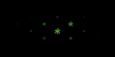 Telón de fondo de vector verde oscuro con símbolos de virus.