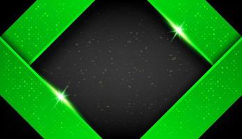 blank overlap shape layer effect decoration. abstract dark metallic green black frame layout design tech innovation concept background with glitters and light effect - vector