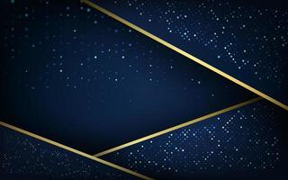 dark blue overlap layers with gold glitters vector