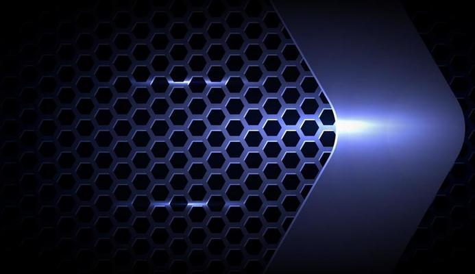 abstract metallic blue silver overlap layers element. with hexagon pattern realistic effect with light decoration frame layout design tech innovation concept gaming background Space on for text