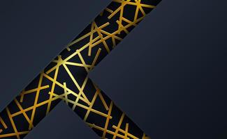 abstract dark blue overlap paper layers wallpaper with gold details vector